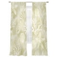 thumbnail image 1 of Ocean Shell Sheer Curtains 2 Panels Set Yellow Sea Shells Coral Stars Yellow Sheer Window Curtains Light Filtering Rod Pocket Voile Drapes for Bedroom Living Room 52"X96", 1 of 9