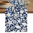 thumbnail image 1 of Ocean Shell Table Runner, Starfish Conch Retro Beach Blue Texture Cotton Linen Kitchen Table Decoration Washable Dining Tabletop Runners for Home Party Decor 13x72 Inches, 1 of 9