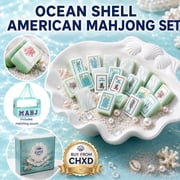 Ocean Shell-Themed American Mahjong Set - 160 Acrylic 4-Layer Engraved Tiles, Portable Travel Game, Handmake, Gift for Tile Lovers, Friends & Couples