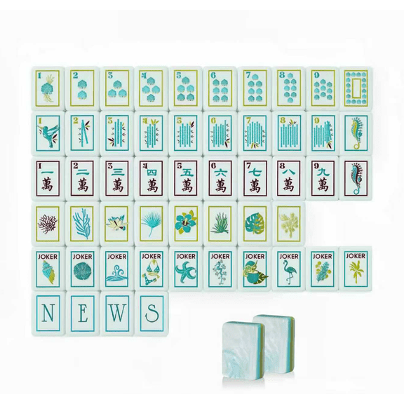 Ocean Shell-Themed American Mahjong Set - 160 Acrylic 4-Layer Engraved Tiles, Portable Travel Game, Handmake, Gift for Tile Lovers, Friends & Couples