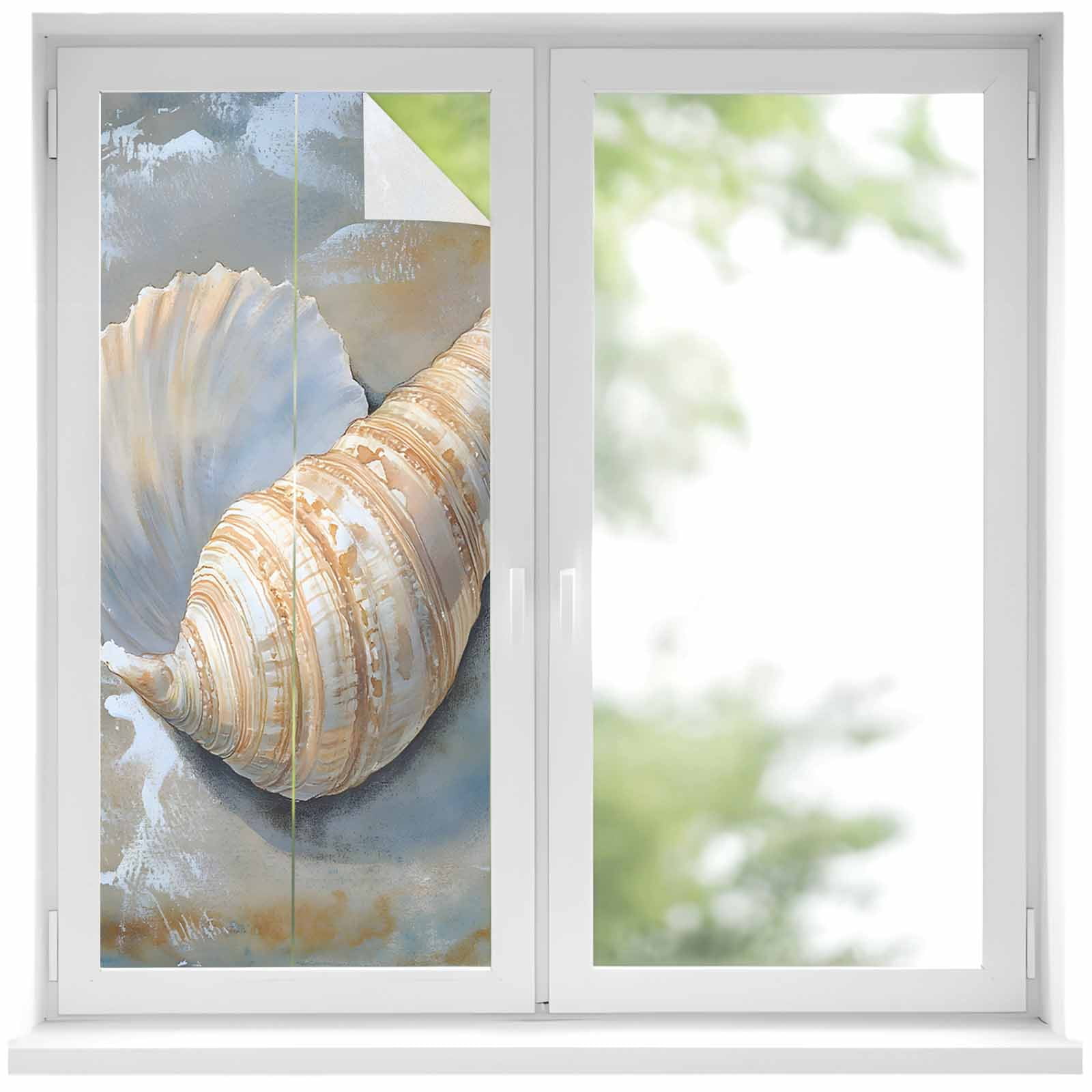 Ocean Shell Window Privacy Film Coastal Spray Retro Beach Decorative ...