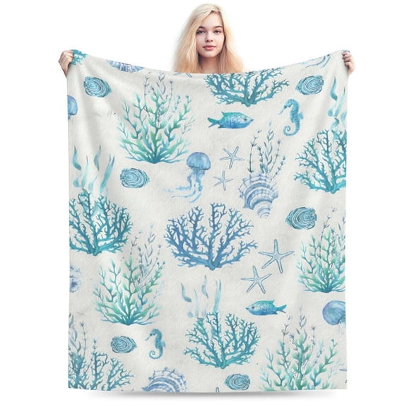 Ocean Shells Flannel Fleece Throw Blanket 50x40