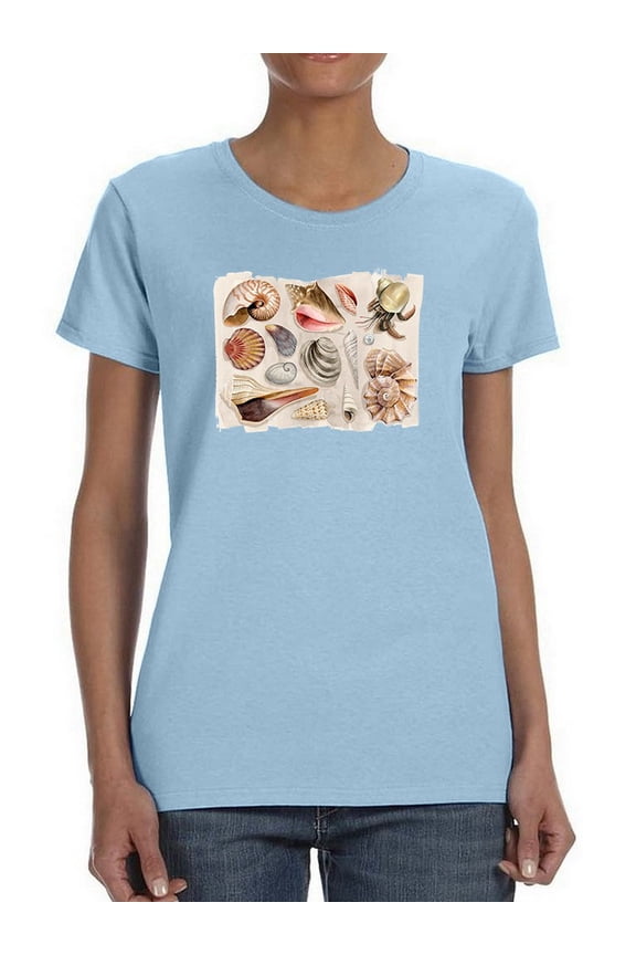 Ocean Shells T-Shirt Women -Grace Popp Designs, Female 3X-Large