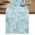 thumbnail image 1 of Ocean Shells Table Runner 120 Inches, Teal Green Summer Coastal Starfish Conch Bed Runner Dresser Scarves Tabletop for Indoor Outdoor Parties/Ceremony/Banquet, 13"x 120", 1 of 9