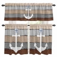 thumbnail image 1 of Ocean Ship Anchors Kitchen Curtains Valances and Tiers Set of 3 Brown Grey Gradient Wood Stripes Texture Tier Curtains and Valance with Rod Pocket for Small Windows, 27.5"x36", 1 of 9