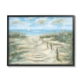 thumbnail image 1 of Ocean Shore Beach Boardwalk Coastal Painting Black Framed Art Print Wall Art, 1 of 7
