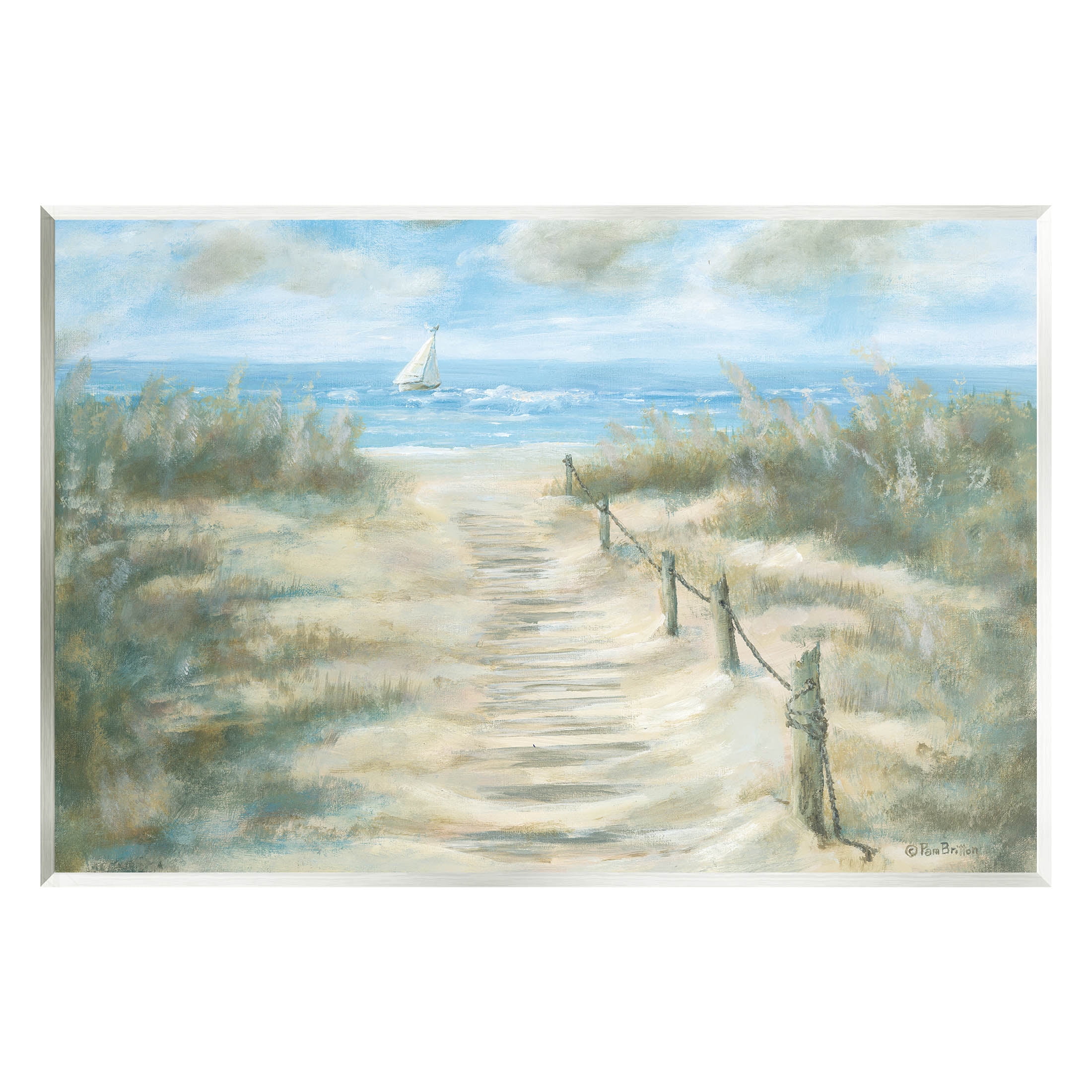 Ocean Shore Beach Boardwalk Coastal Painting Unframed Art Print Wall Art