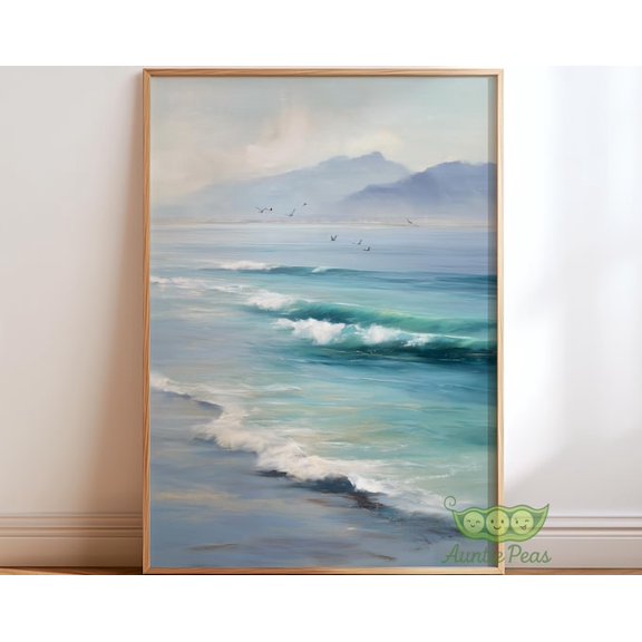 Ocean Shore Coastal Wave Wall Art Print, Unframed Paper Poster 8x10in