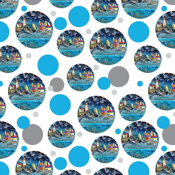 Ocean Shore Lighthouse Beach Slice of Life Premium Gift Wrap Wrapping Paper Roll