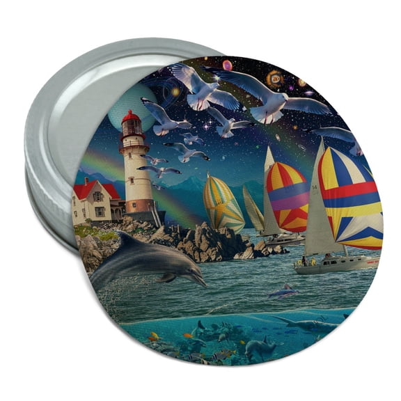 Ocean Shore Lighthouse Beach Slice of Life Round Rubber Non-Slip Jar Gripper Lid Opener
