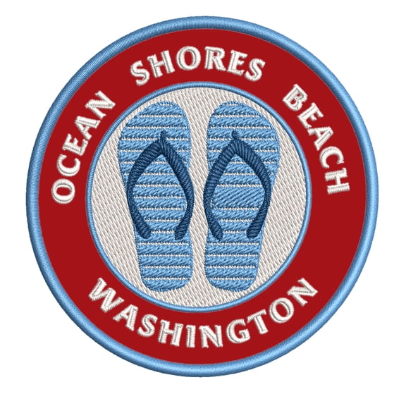Ocean Shores Beach, Washington 3.5 Inch Iron Or Sew On Embroidered Fabric Badge Patch Ocean Beach, Salt Life Iconic Series