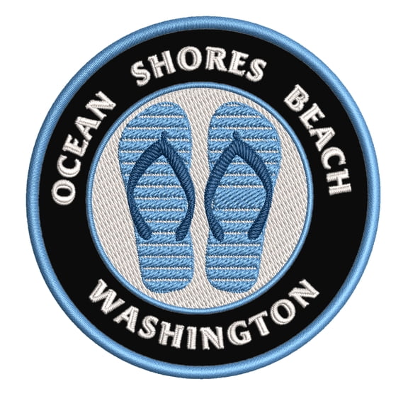 Ocean Shores Beach, Washington 3.5 Inch Iron Or Sew On Embroidered Fabric Badge Patch Ocean Beach, Salt Life Iconic Series