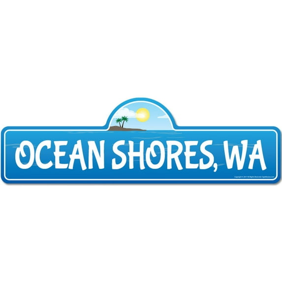 Ocean Shores WA Washington Beach Street Sign | Indoor/Outdoor | Surfer Ocean Lover Décor For Beach House Garages Living Rooms Bedroom | Signmission Personalized Gift