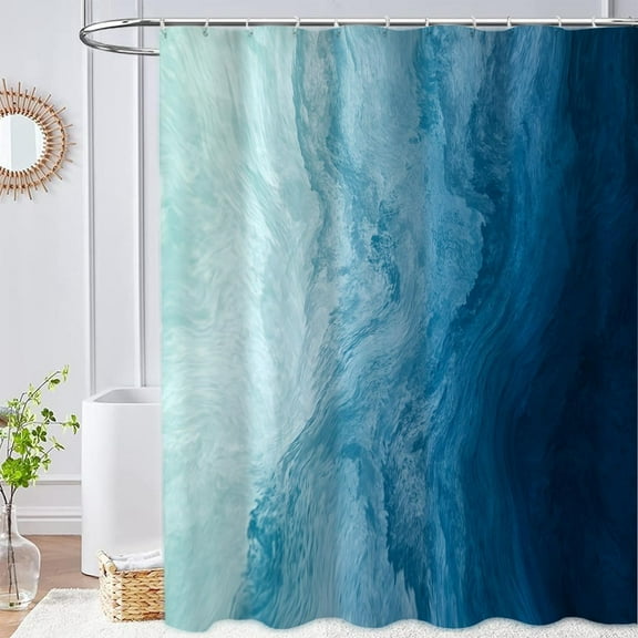Ocean Shower Curtain Ombre Blue Sea Beach Bathroom Curtains Summer Cool Stylish Bathroom Decor Waterproof Polyester 72"W x 96"L (Pack of 1)