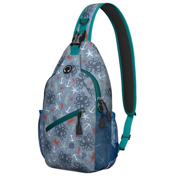 Ocean Sling Bag - Cute Watercolor Crab Crossbody Chest Backpack, Durable & Comfortable for Men & Women - Tropical Sea Life Design for Hiking, Climbing, Beach & Marine Adventures