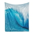 thumbnail image 1 of Ocean Soft Flannel Fleece Blanket, Wavy Ocean Adventurous Surfing Extreme Water Sports Summer Holiday Destination Print, Cozy Plush for Indoor and Outdoor Use, 50" x 70", Aqua White, by Ambesonne, 1 of 5
