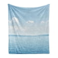 thumbnail image 1 of Ocean Soft Flannel Fleece Throw Blanket, Aquatic Seascape Sky Landscape Tropical Lands Relaxation Spot in the Coast, Cozy Plush for Indoor and Outdoor Use, 70" x 90", Blue White, by Ambesonne, 1 of 5