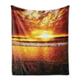 thumbnail image 1 of Ocean Soft Flannel Fleece Throw Blanket, Colorful Sunset on the Ocean Dramatic Sky Summertime Tropical Seaside Cloudscape, Cozy Plush for Indoor and Outdoor Use, 50" x 70", Brown Yellow, by Ambesonne, 1 of 5