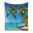 thumbnail image 1 of Ocean Soft Flannel Fleece Throw Blanket, Kood Island Thailand Journey Vacation Heaven Travel Destination in Asia, Cozy Plush for Indoor and Outdoor Use, 70" x 90", Blue Green Pale Brown, by Ambesonne, 1 of 5