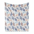 thumbnail image 1 of Ocean Soft Flannel Fleece Throw Blanket, Marine Life Themed Abstract Seashells Scallops with Bohemic Prints, Cozy Plush for Indoor and Outdoor Use, 60" x 80", Navy Blue Marigold, by Ambesonne, 1 of 6