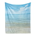 thumbnail image 1 of Ocean Soft Flannel Fleece Throw Blanket, Sunny Summer Day at the Sandy Beach Tranquil Calm Shore Sea Horizon Image Artprint, Cozy Plush for Indoor and Outdoor Use, 50" x 60", Blue Cream, by Ambesonne, 1 of 5
