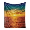 thumbnail image 1 of Ocean Soft Flannel Fleece Throw Blanket, Sunset Clouds Exotic Seaside with Sun Rays Evening View Picture Print Art, Cozy Plush for Indoor and Outdoor Use, 60" x 80", Multicolor, by Ambesonne, 1 of 5