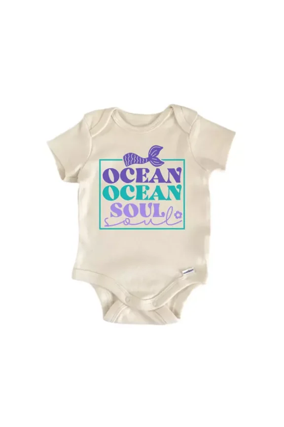Ocean Soul Beach Mermaid Baby Boy Girl Clothes Bodysuit Cute Baby Onesie, BABY BODYSUIT LAT 4424