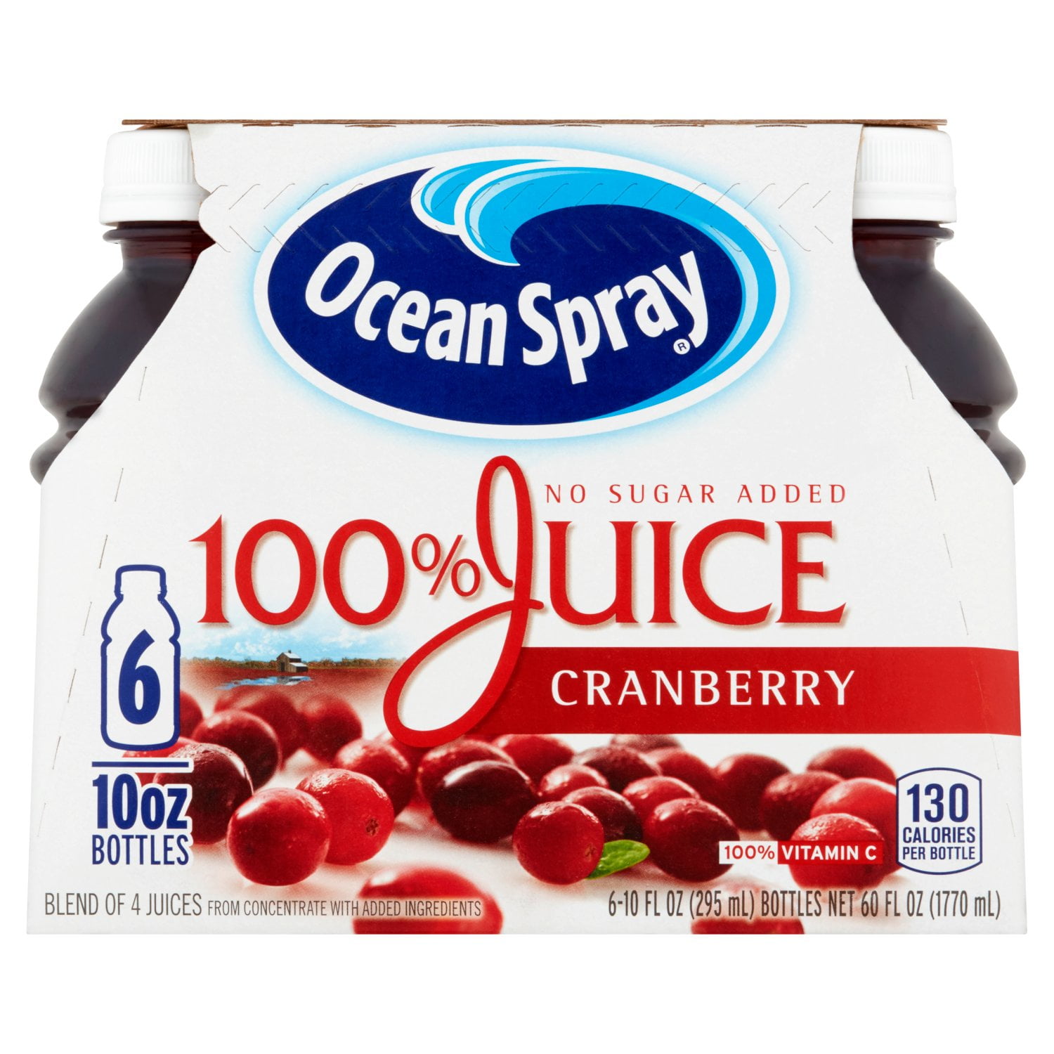 Ocean Spray 100% Juice Cranberry - 6Pk-10 Fl. Oz.
