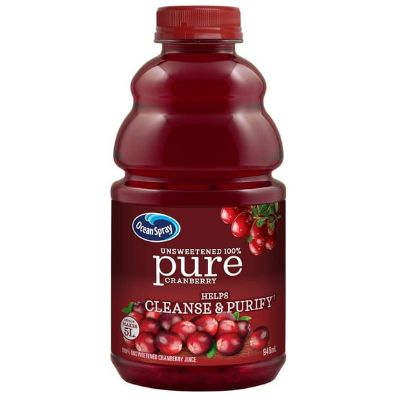 Ocean Spray 100% Pure Cranberry Juice, 32 Ounce Bottle (Pack of 24)