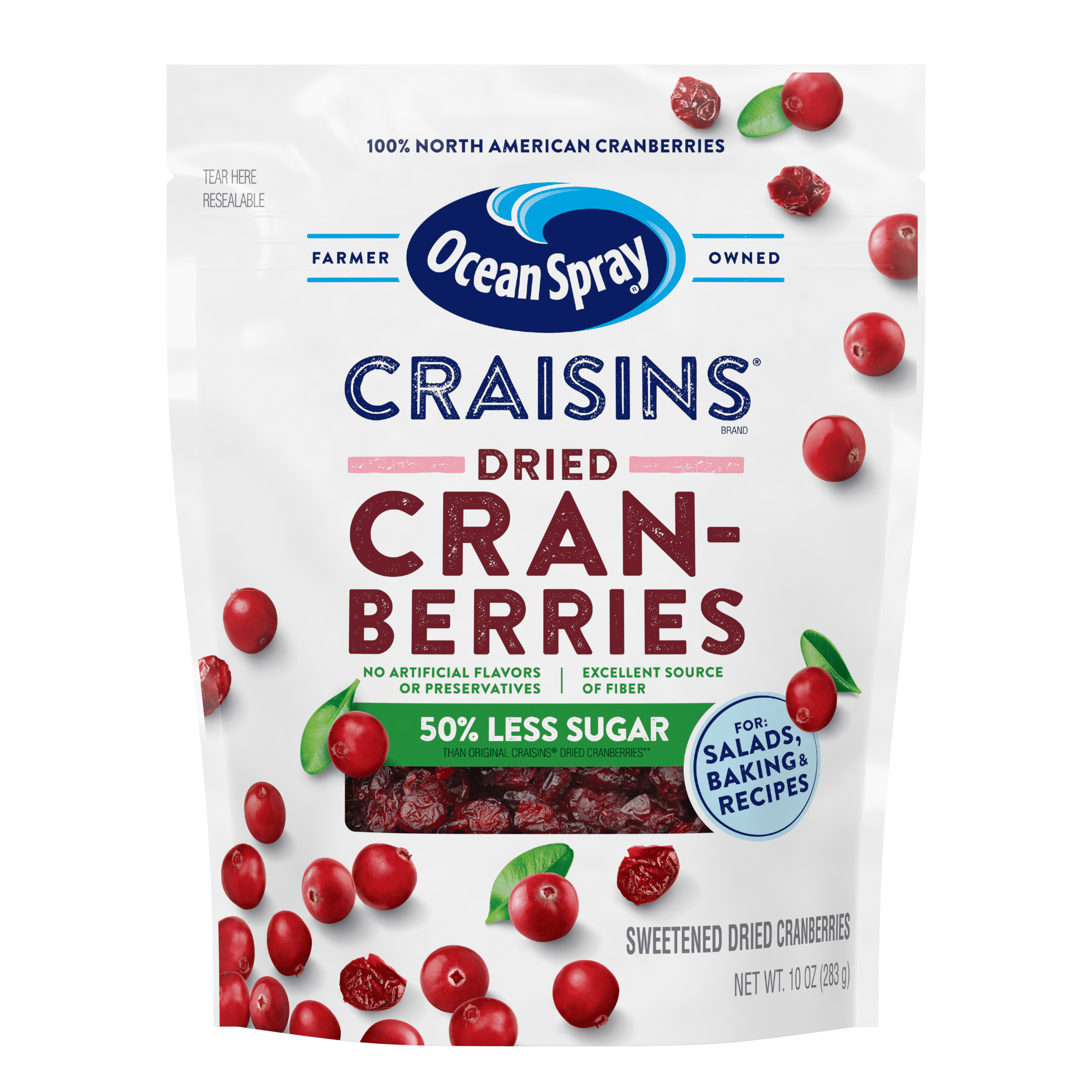 Ocean Spray® Craisins®, 50 Less Sugar Dried Cranberries, Dried Fruit