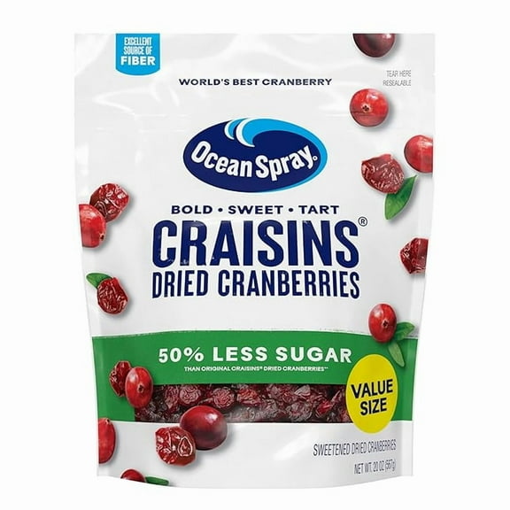 Ocean Spray Craisins Dried Cranberries, Reduced Sugar, 20 Ounce
