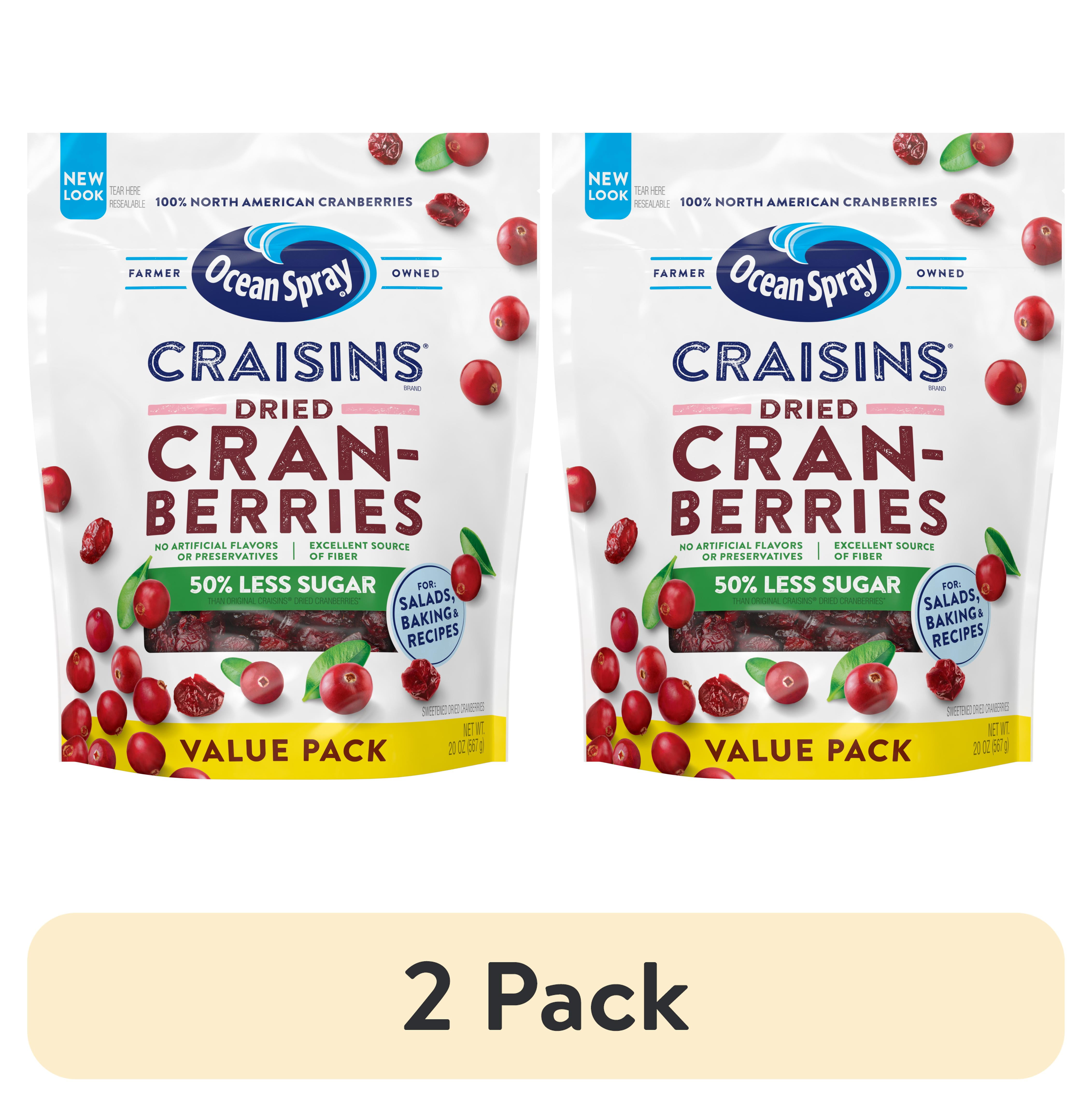 (2 pack) Ocean Spray® Craisins®, 50 Less Sugar Dried Cranberries