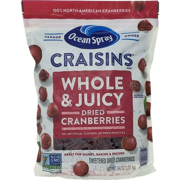 Ocean Spray Craisins Dried Cranberries Whole & Juicy 64 oz