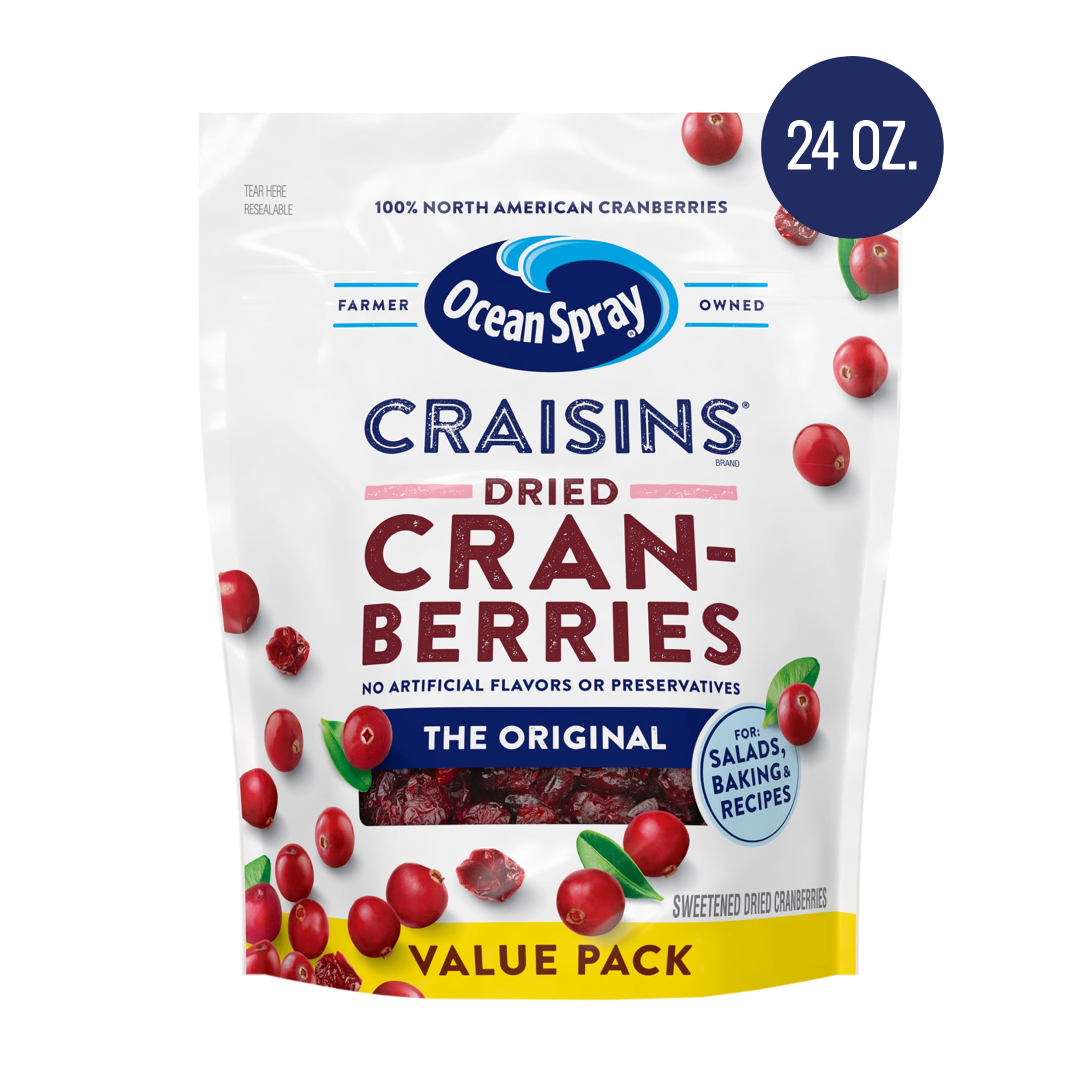 Ocean Spray Craisins Original Dried Cranberries, Dried Fruit, 24 oz Pouch