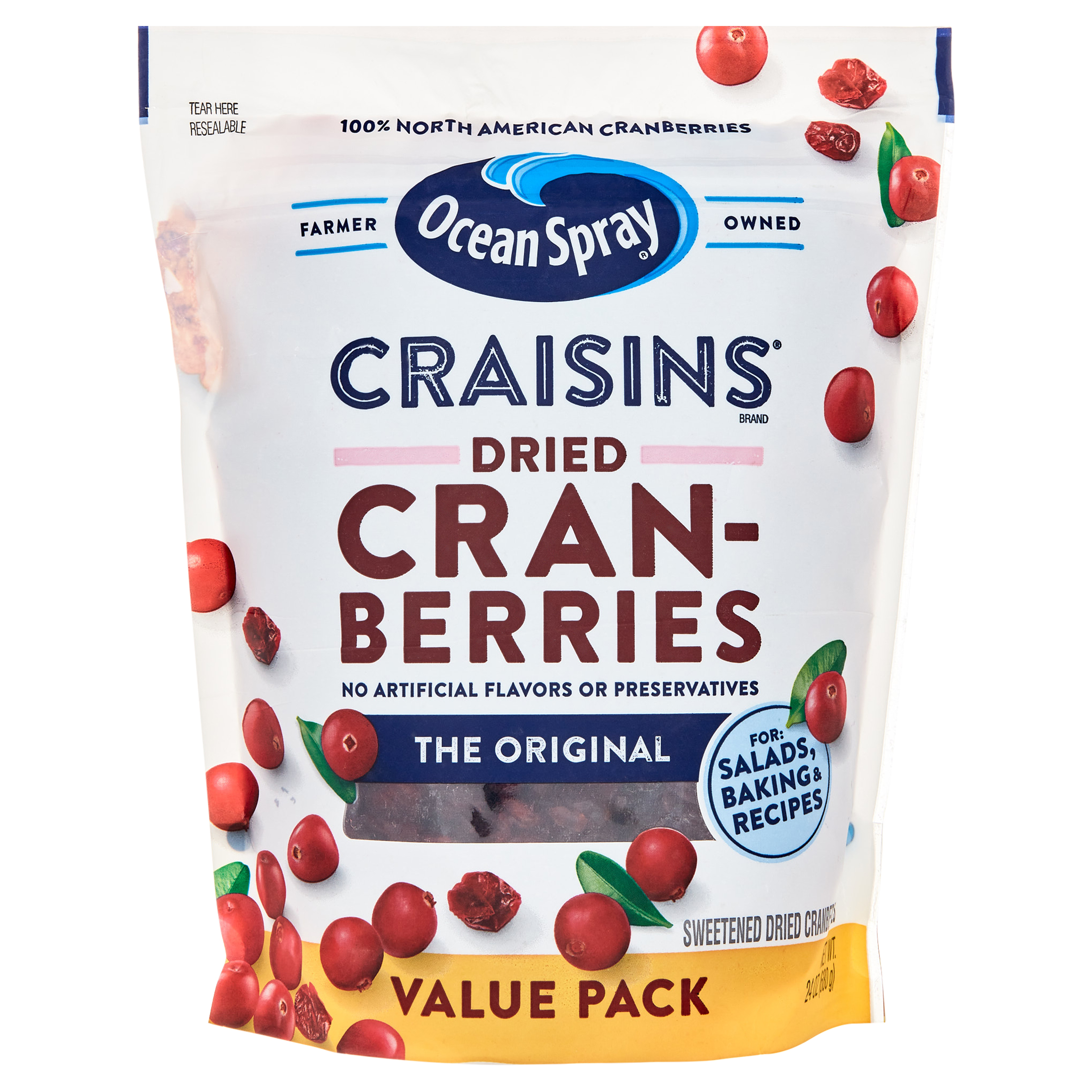 Ocean Spray® Craisins® Original Dried Cranberries, Dried Fruit, 24 oz Pouch - image 1 of 12