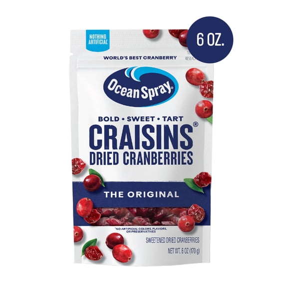Ocean Spray® Craisins® Original Dried Cranberries, Dried Fruit, 6 oz Pouch