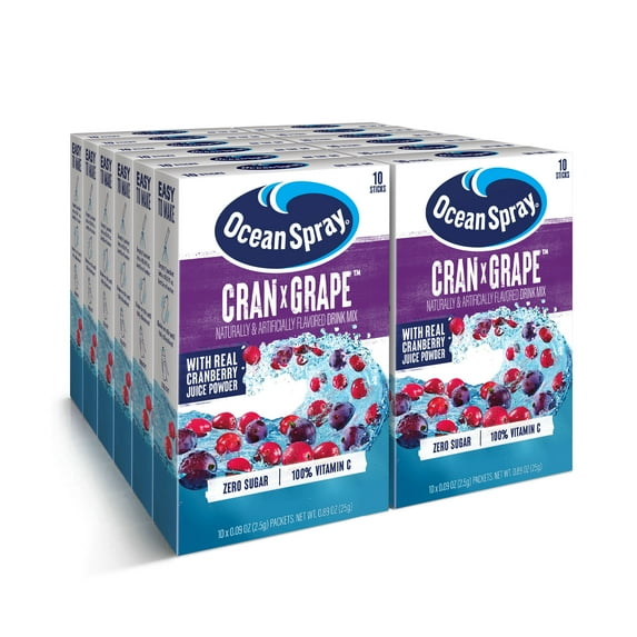 Ocean Spray® Cran-Grape Zero Sugar Drink Mix Packets (12 Boxes, 120 Sticks)