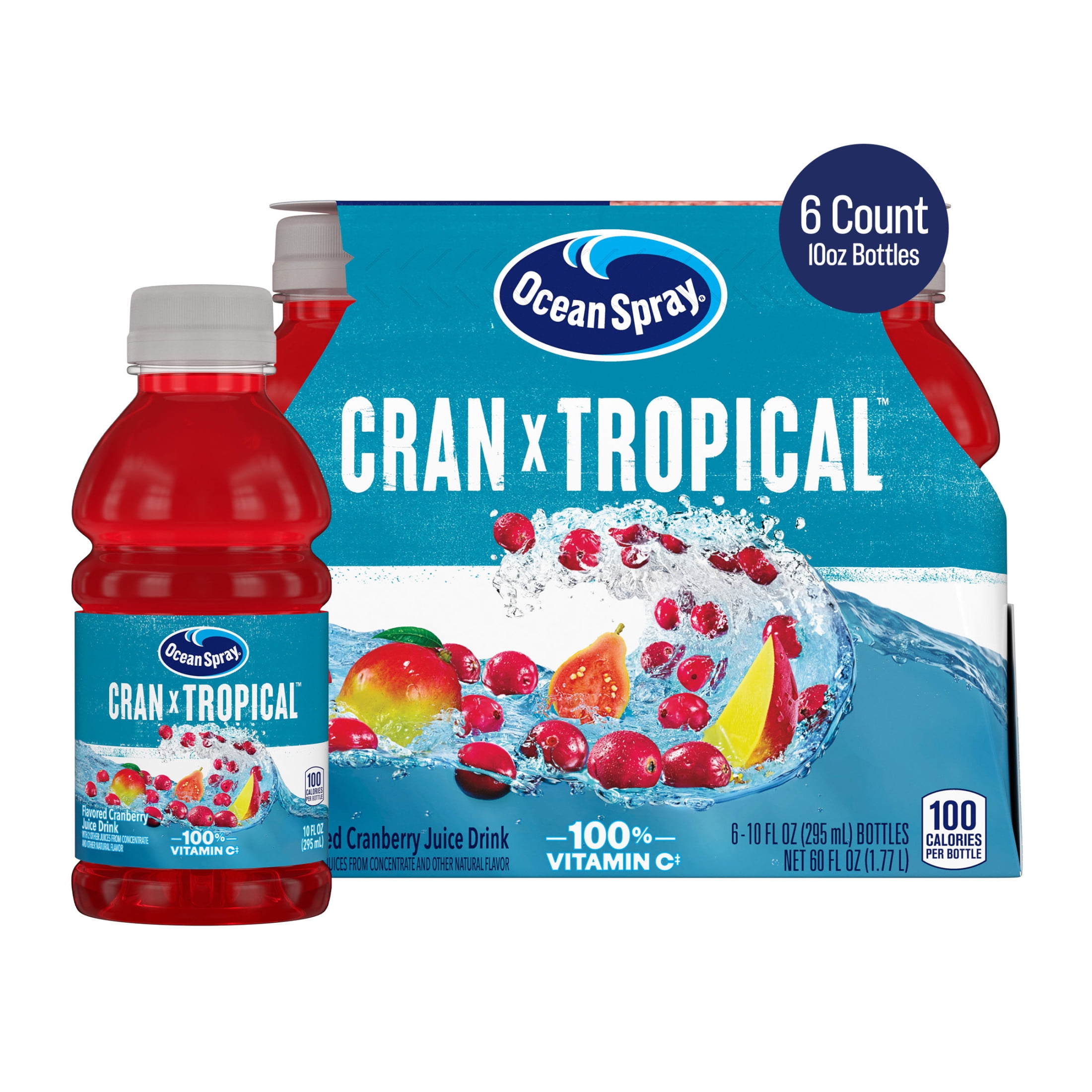Ocean Spray Cran-Tropical Cranberry Tropical Juice Drinks, 10 fl oz Bottles, 6 Count