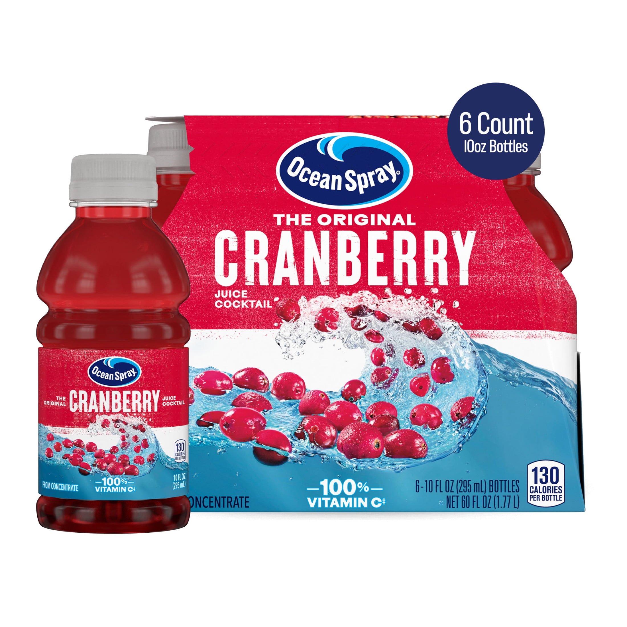Ocean Spray Cranberry Juice Cocktail, 10 fl oz Bottles, 6 Count