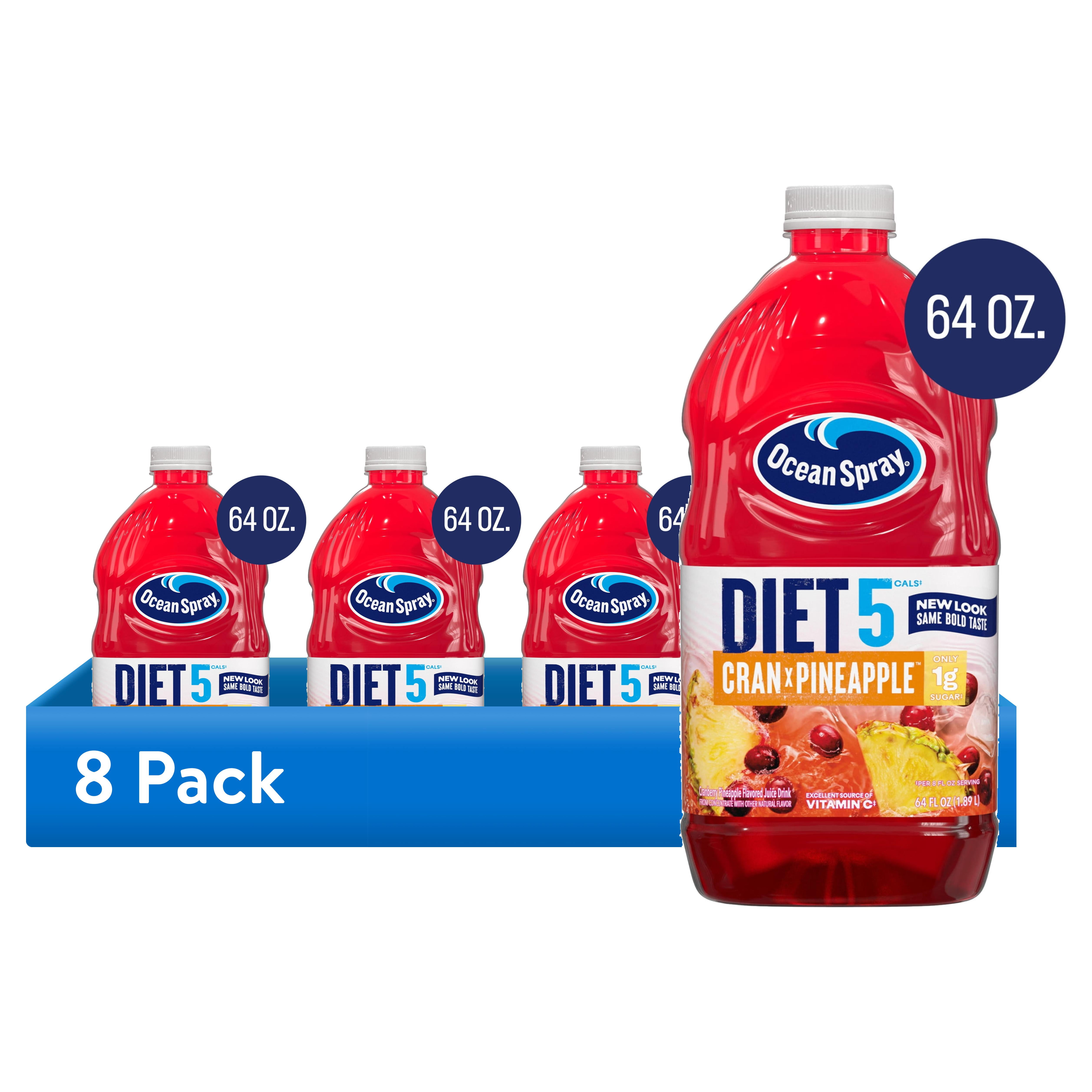 (8 pack) Ocean Spray® Diet Cran-Pineapple™ Cranberry Pineapple Juice Drink, 64 fl oz Bottle