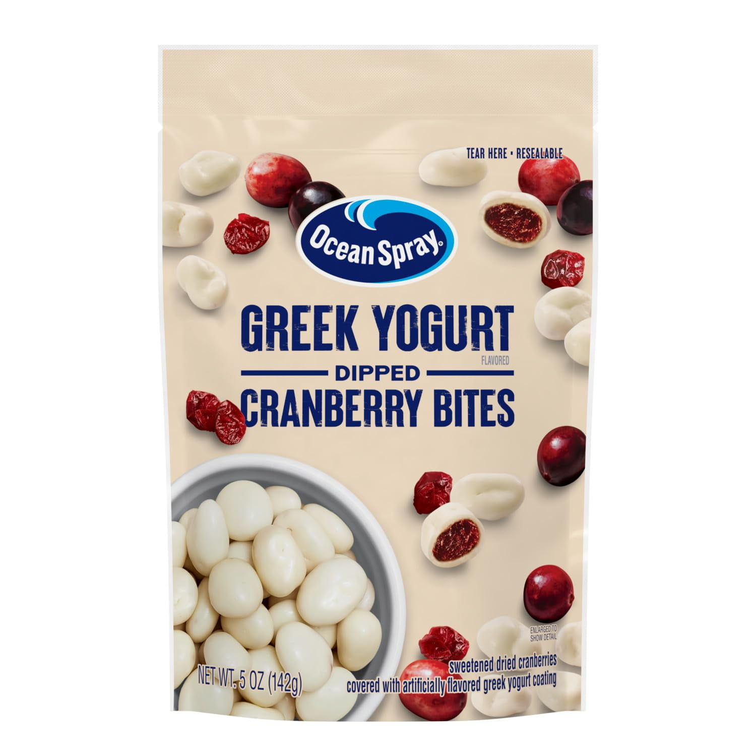 Ocean Spray? Greek Yogurt Covered Craisins?, Greek Yogurt Flavored, Covered Cranberries, Dried Fruit, 5 Oz Pouch (Pack of 12)