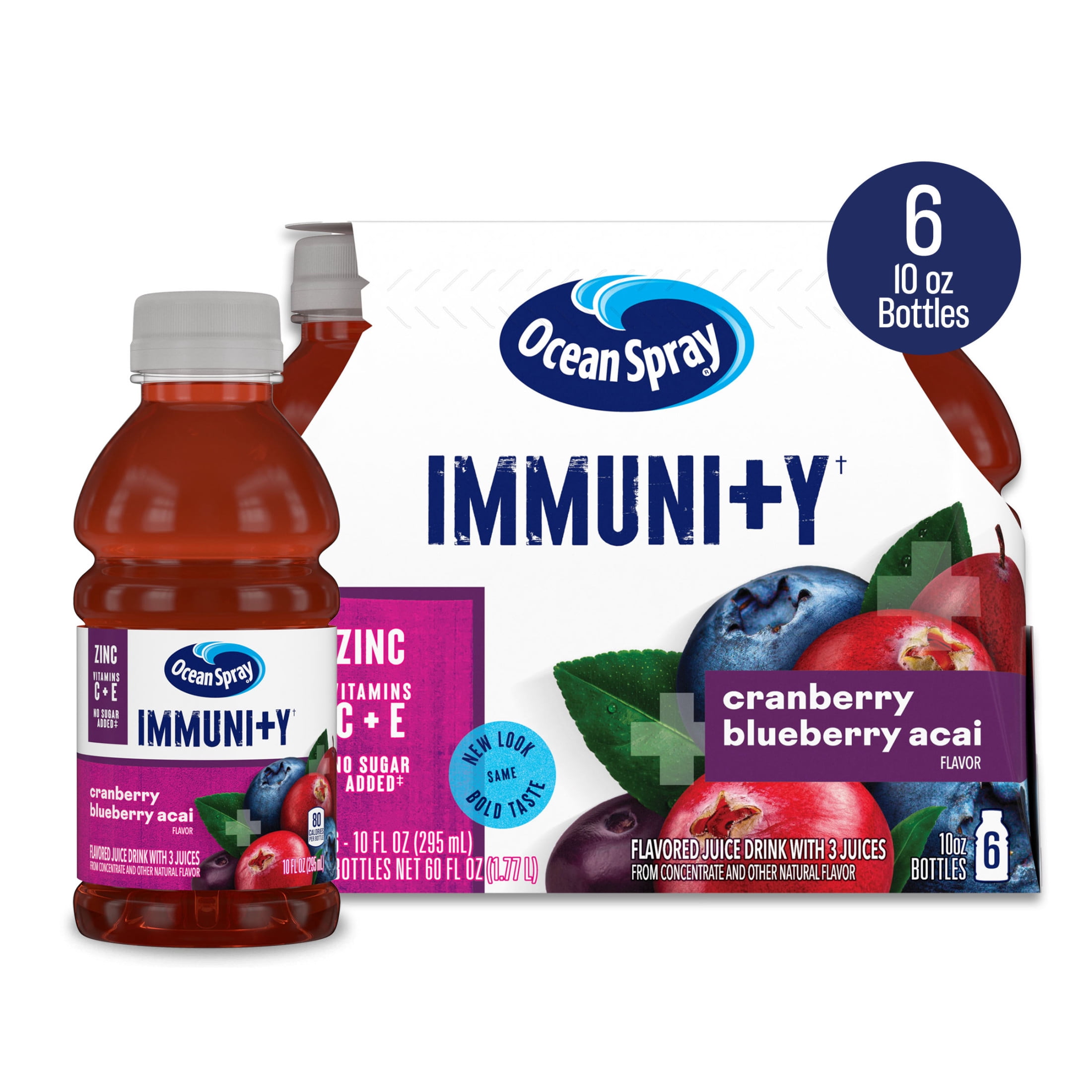 Ocean Spray® Immunity Cranberry Blueberry Acai flavored Juice Drinks, 10 fl oz Bottles, 6 Count