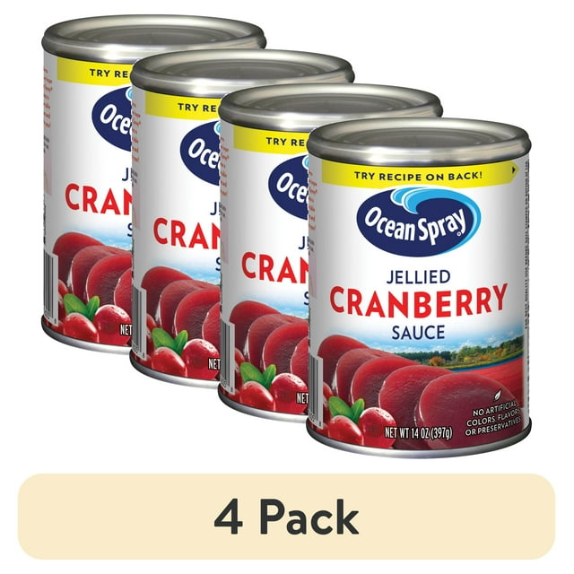 (4 pack) Ocean Spray Jellied Cranberry Sauce, 14 oz Can