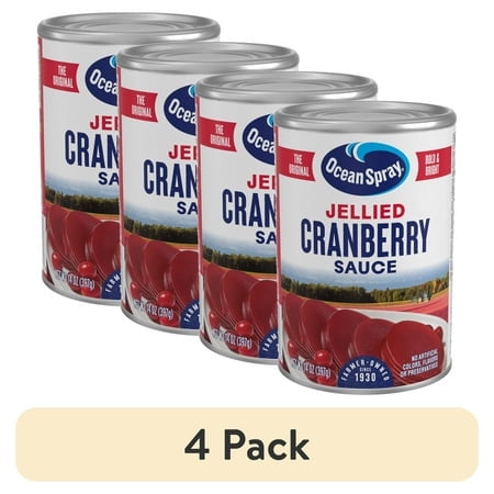 4 pack) Ocean Spray® Jellied Cranberry Sauce, Canned Side Dish, 14