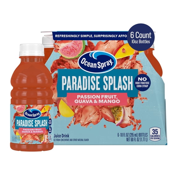 Ocean Spray Paradise Splash Juice Drink, 10 Fl Oz Bottle, 6 Count