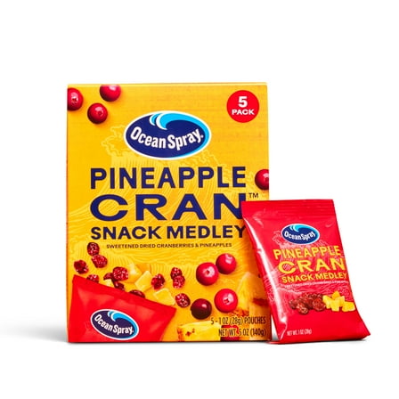 Ocean Spray® Pineapple Cran™ Snack Medley, Dried Fruit Snack, 1 oz Pouches, 5 Count