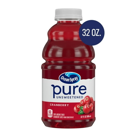 Ocean Spray® Pure Unsweetened Cranberry, 100% Cranberry Juice, 32 fl oz Bottle