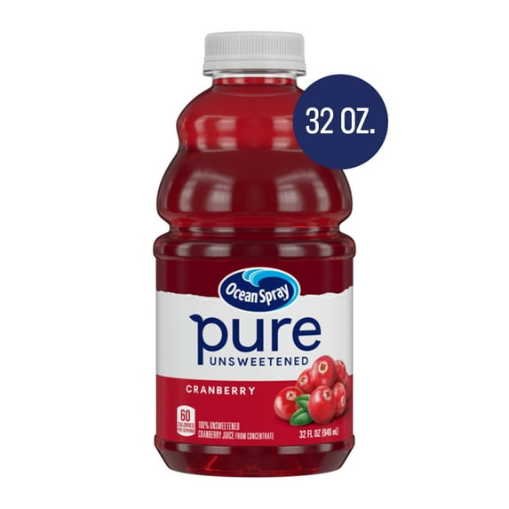 Ocean Spray® Pure Unsweetened Cranberry, 100% Cranberry Juice, 32 fl oz Bottle