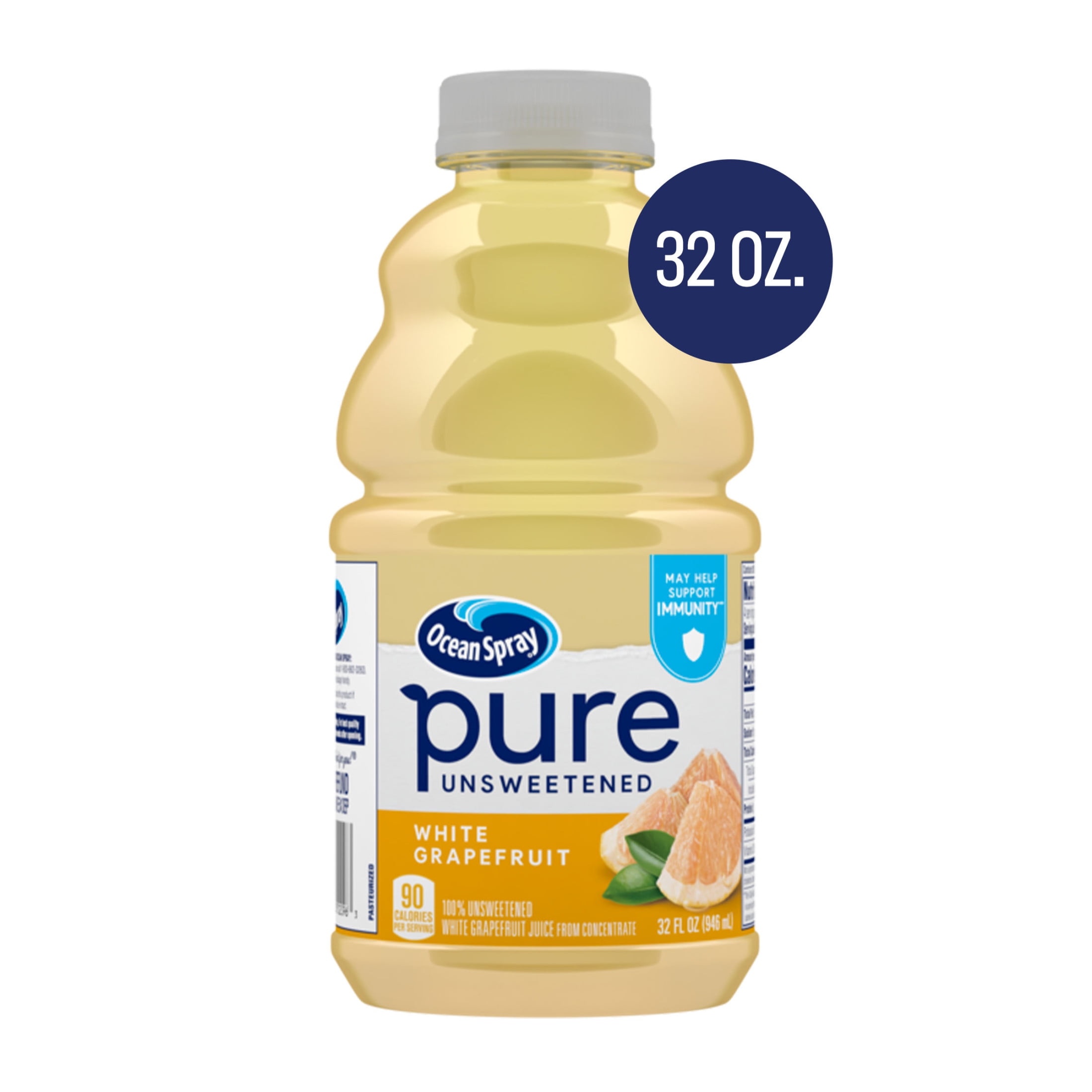 Ocean Spray® Pure Unsweetened White Grapefruit, 100% White Grapefruit Juice, 32 fl oz Bottles, 8 Count