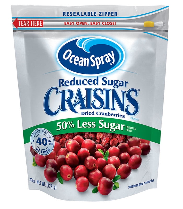 Ocean Spray Reduced Sugar Craisins Dried Cranberries, 43 oz.